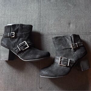Blowfish Black Buckle Strap Ankle Booties